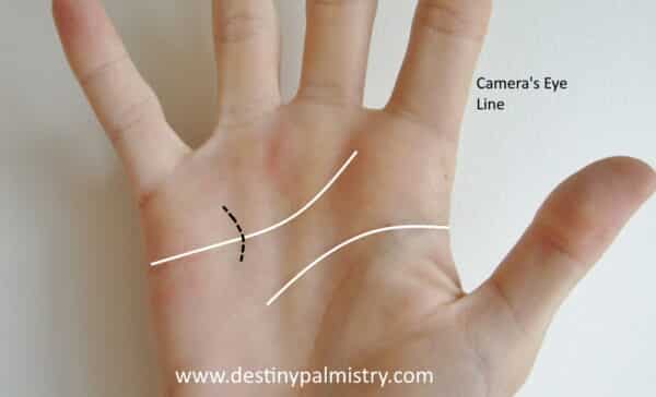 camera's eye line on the palm