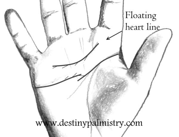 floating heart line, rare palm line