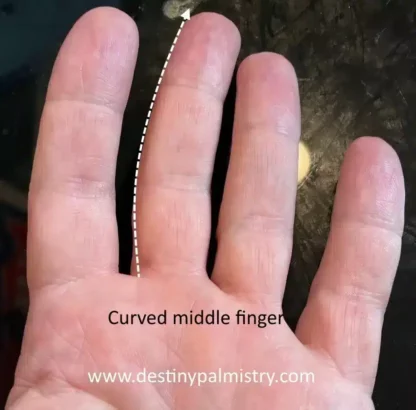 curved middle finger, bent Saturn finger
