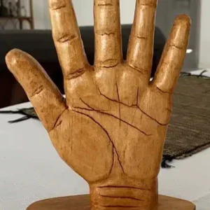 wood hand sculpture, wood carving by sari puhakka