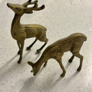 Vintage Brass Deer Buck and Doe Figurines